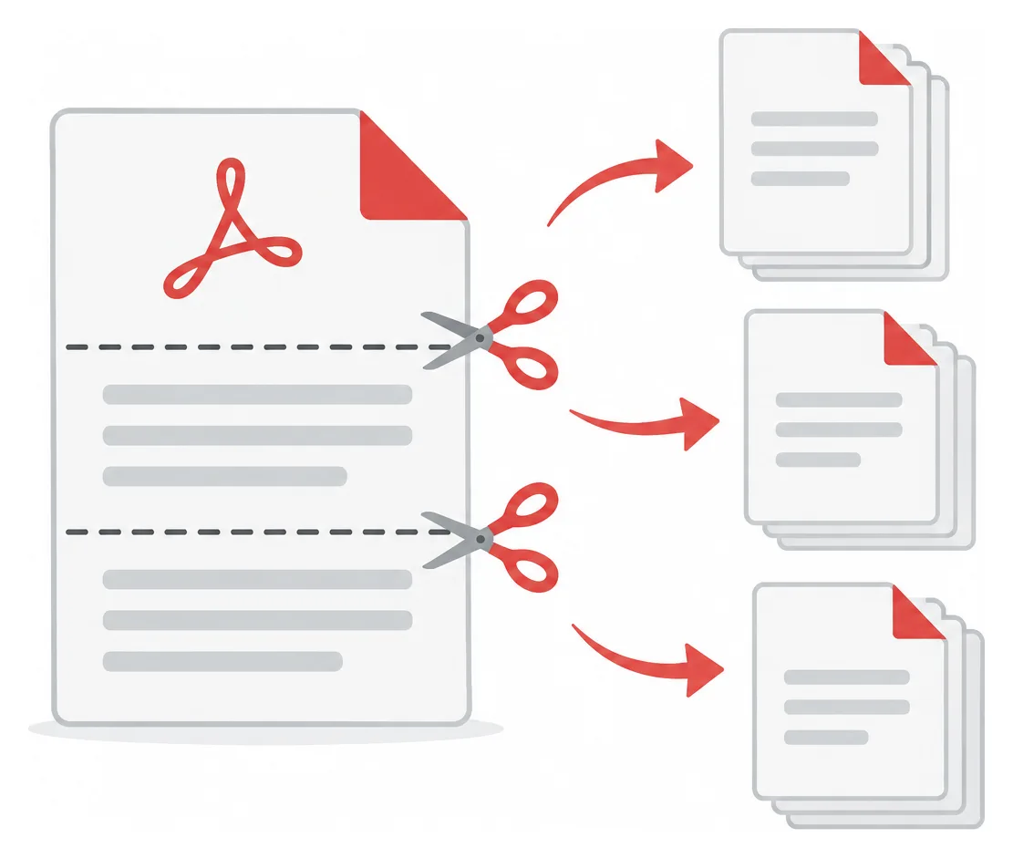 Illustration of splitting a PDF into several smaller documents