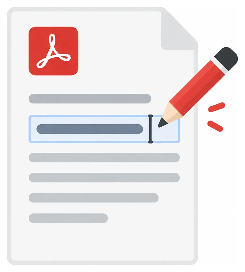 Ilustração da edição de texto diretamente dentro de um PDF