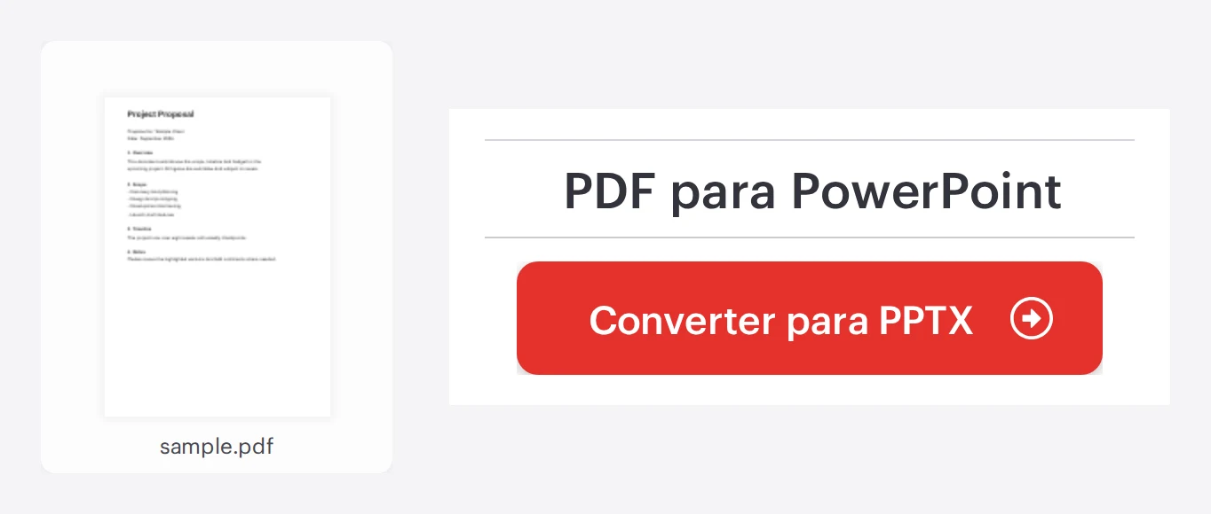 A ferramenta PDF para PowerPoint do iLovePDF com um PDF carregado, pronta para converter em apresentação PowerPoint editável