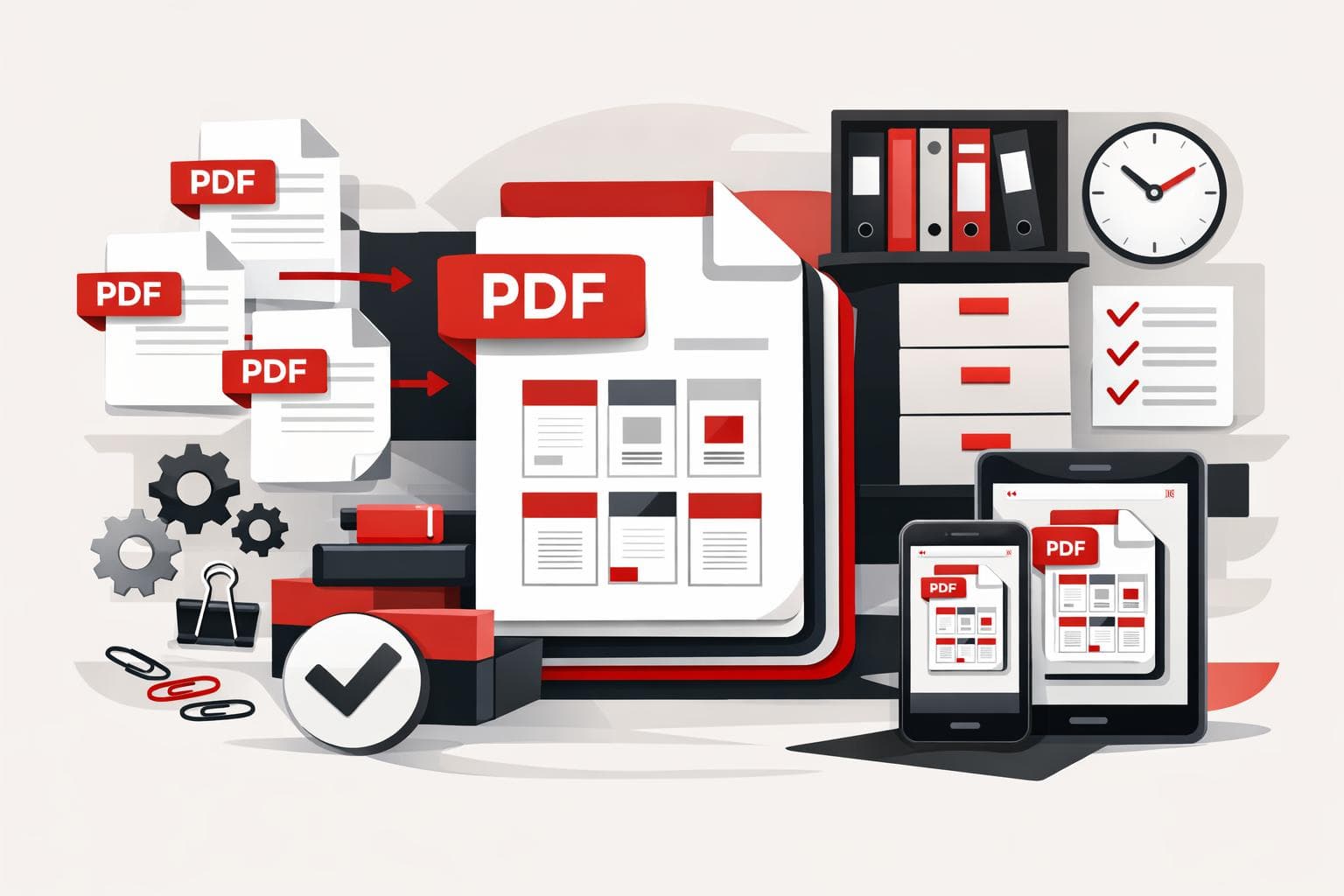 Merged PDF documents on a laptop screen